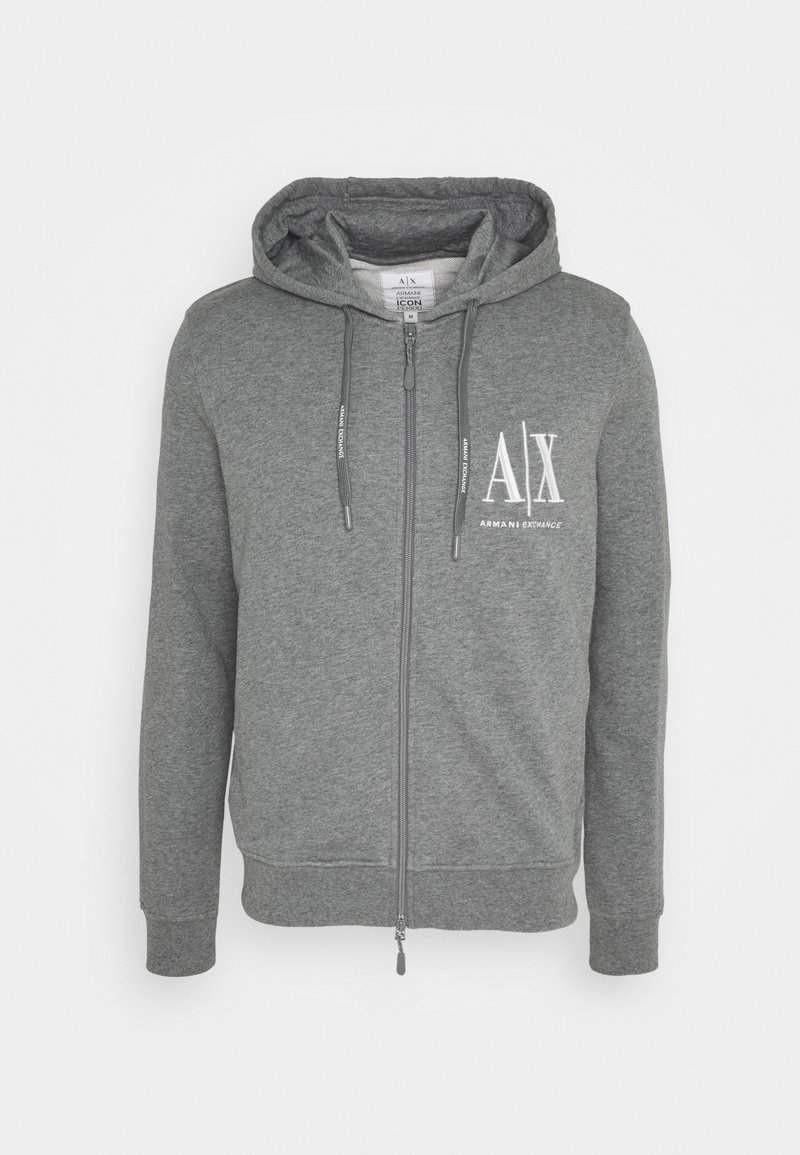Armani Exchange Majica s kapuljačom i patentnim zatvaračem - grey