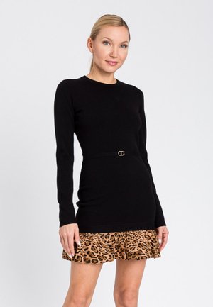 CBORDO TESSUTO ANIMALIER E CINTURA - Abito in maglia - nero st animalier coffee land