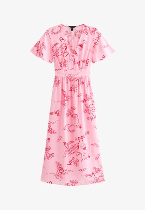 New Look, VINO PRINT FLUTTER SLEEVE MIDI DRESS - Jurk - pink pattern