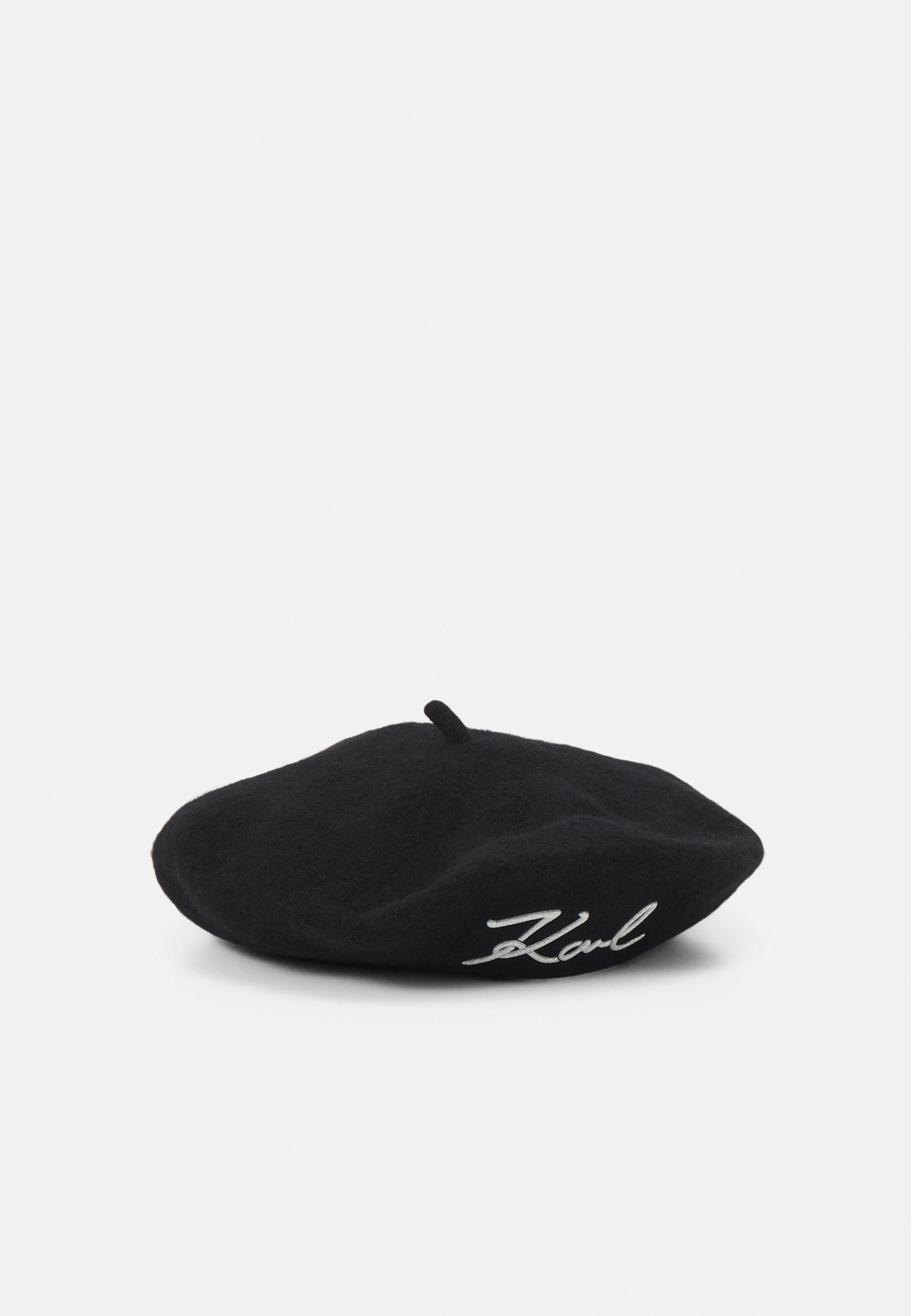 KARL LAGERFELD SIGNATURE WOOL BERET - Hat - black - Zalando