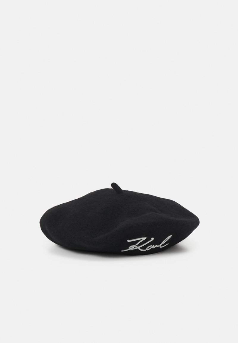 KARL LAGERFELD SIGNATURE WOOL BERET - Platmale - black