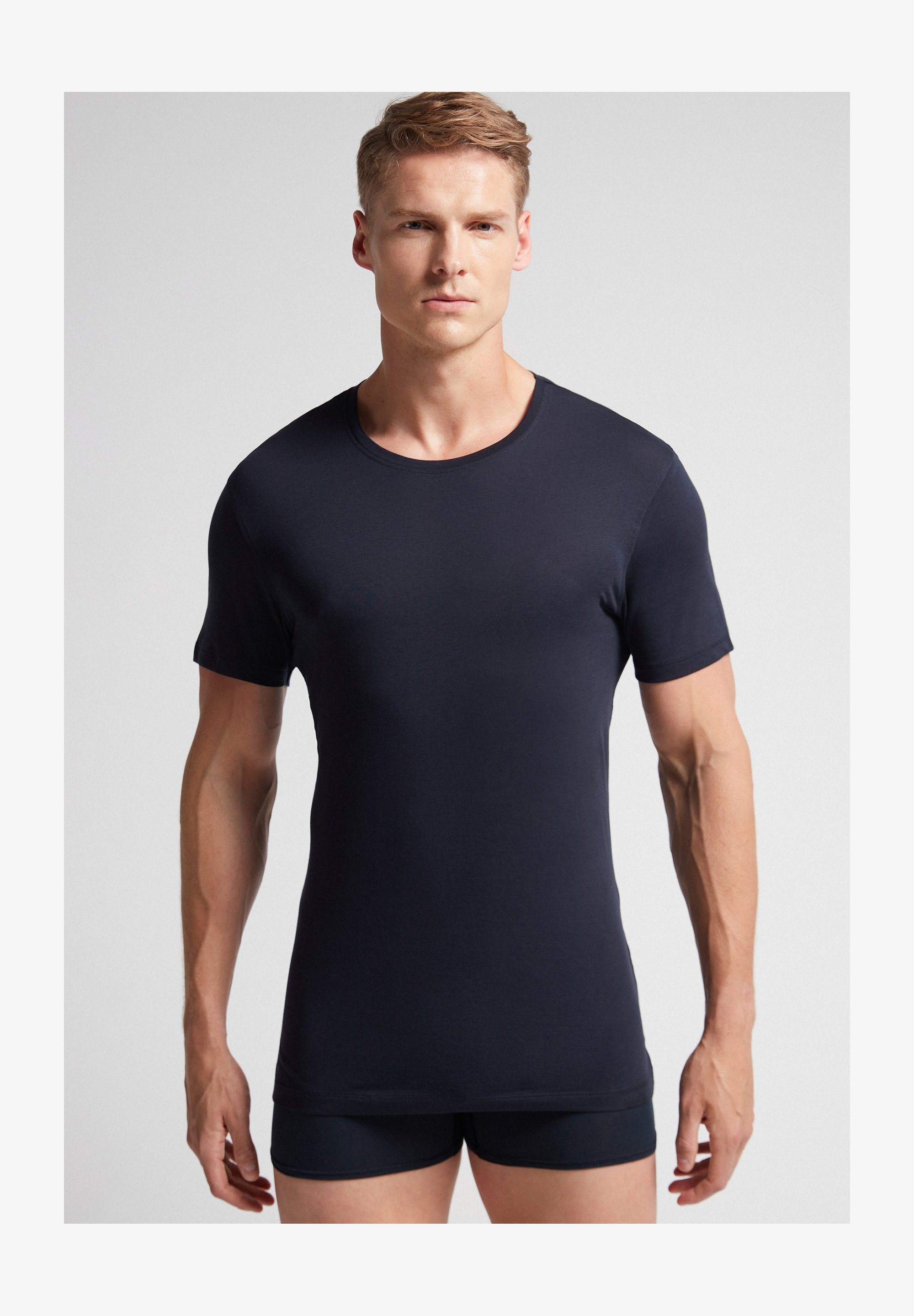 Canottiera Uomo Mey Network, In Tencel (Lyocell) Ed Elastan, Vestibilità Aderente, Colore Blu Marino, Taglia Large