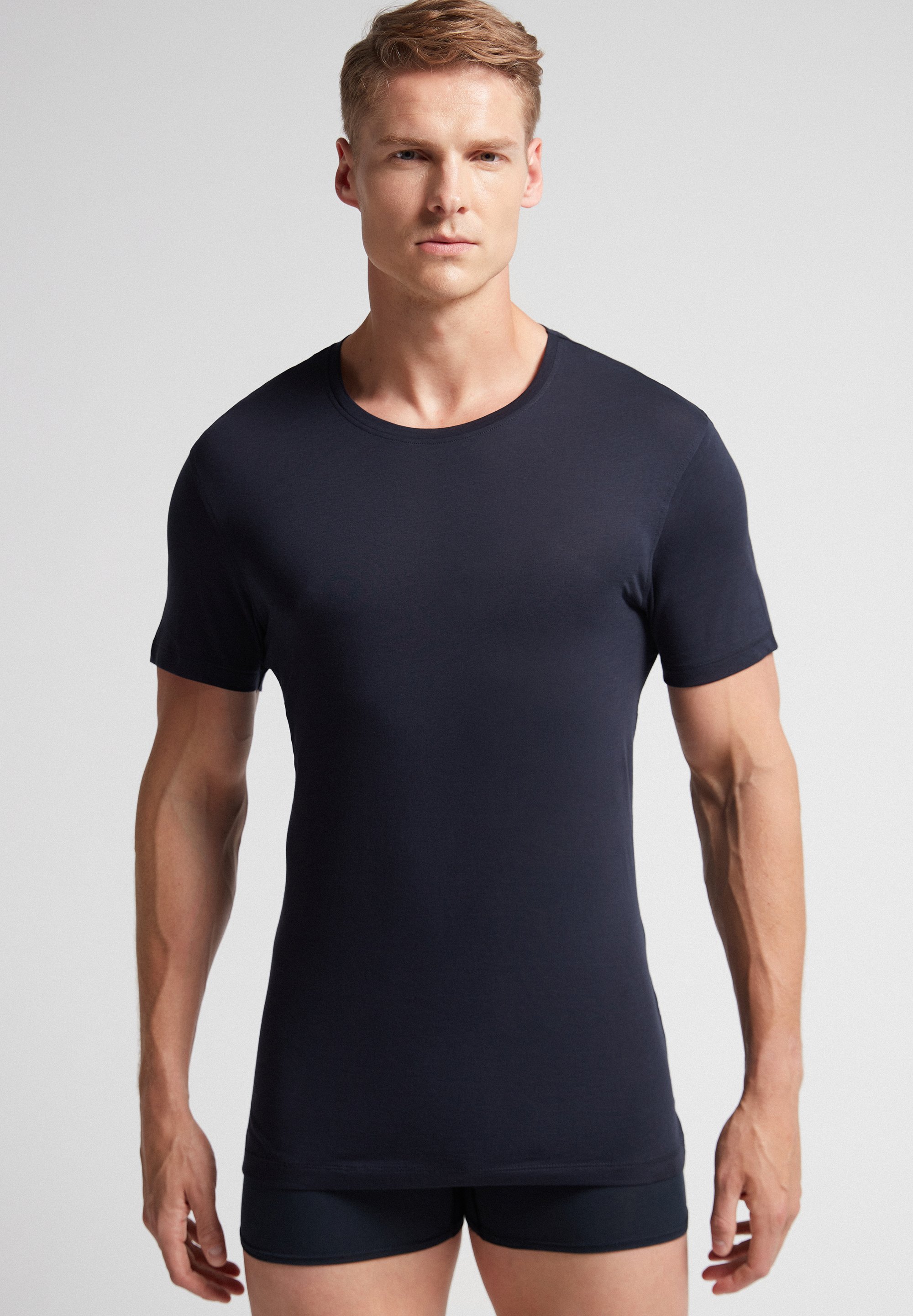 Canottiera Uomo Mey Network, In Tencel (Lyocell) Ed Elastan, Vestibilità Aderente, Colore Blu Marino, Taglia Large