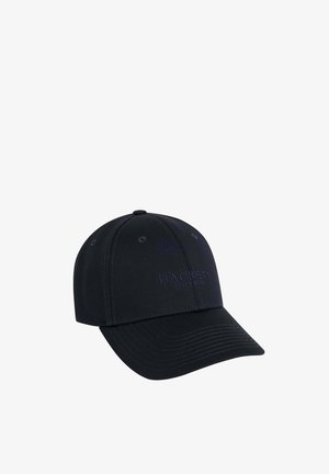 Zwarte baseballpet van katoen met een gebogen rand. Bevat geborduurd "HACKETT LONDON" logo in donkerblauw aan de voorkant.