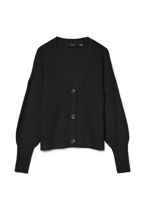 Vero Moda VMLEA V NECK CARDIGAN - Kardigán - black