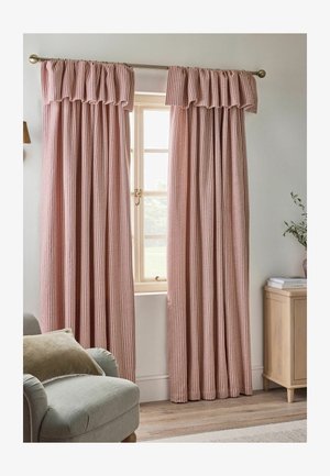 Next, BRUSHED STRIPE RUFFLE TOP FOLD OVER LINED - Curtains - pink