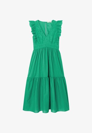 Promod, ROBE LONGUE BRODERIE ANGLAISE - Robe longue - vert