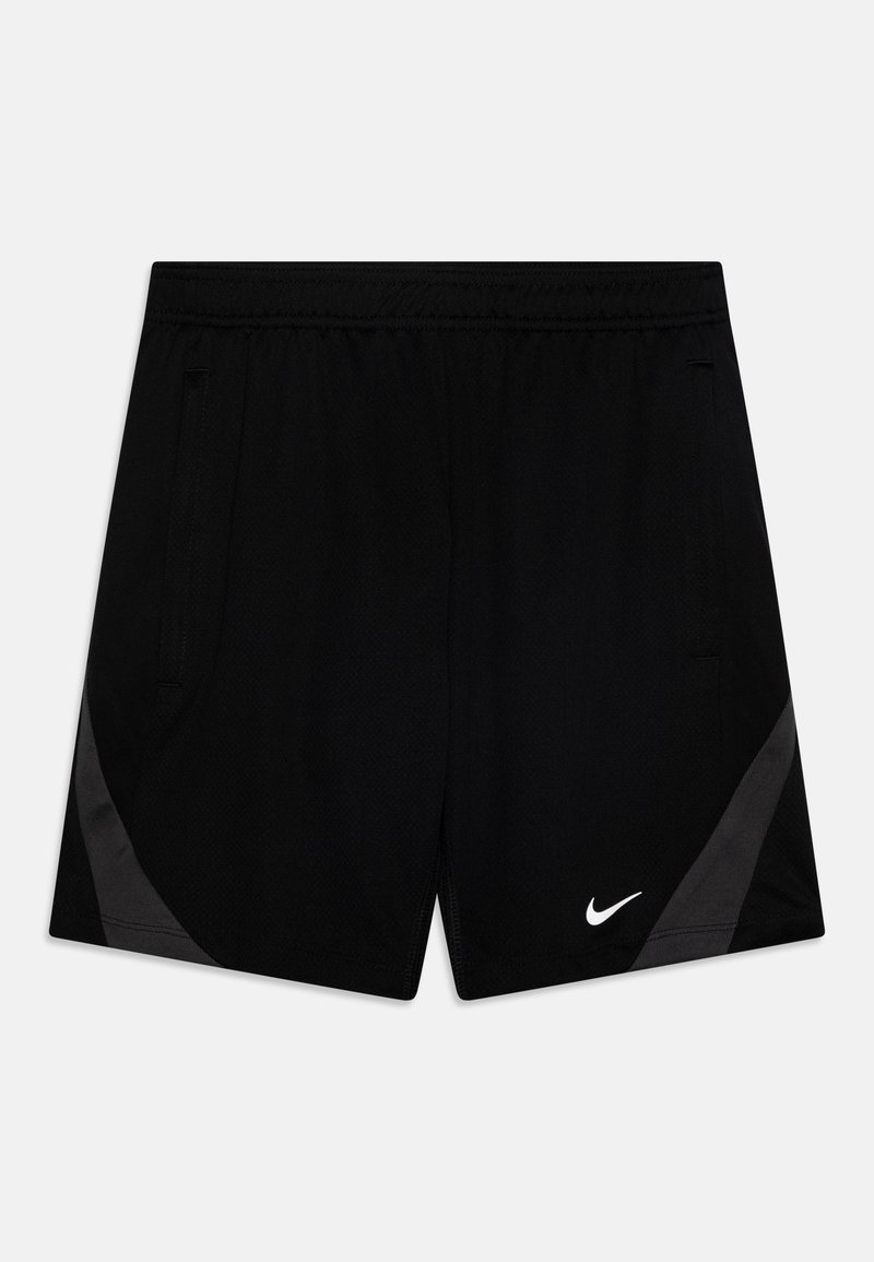 Fekete sportnadrág, hálós textúrával, elasztikus derekkal, oldalsó zsebekkel és kontrasztos szürke díszítéssel az alsó oldalakon. Fehér Nike logó.