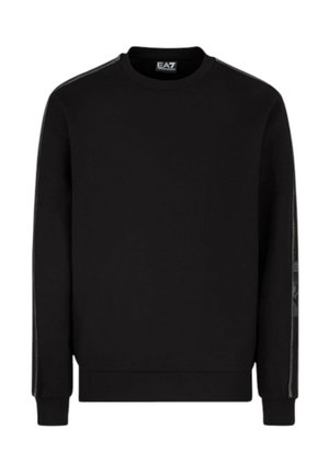 Felpa nera con collo a giro, maniche lunghe e dettagli a texture sulle spalle. Realizzata in tessuto morbido con polsini e orlo a coste.