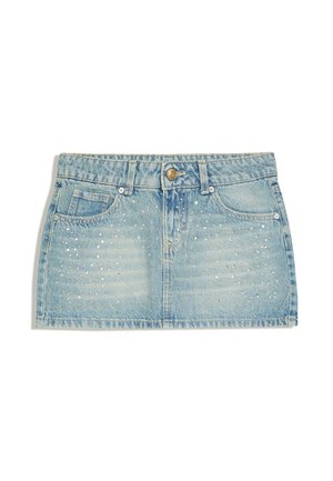 Bershka, RHINESTONE DENIM - SKIRT - Jeansrock - blue denim