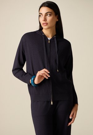 CON CAPPUCCIO - Felpa con zip - blu