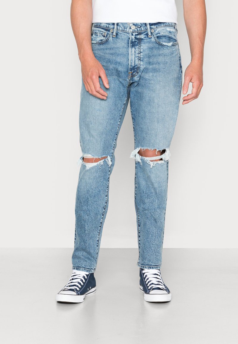 Abercrombie & Fitch Jeans Tapered Fit medium mid destroy wash/blue denim Zalando.at