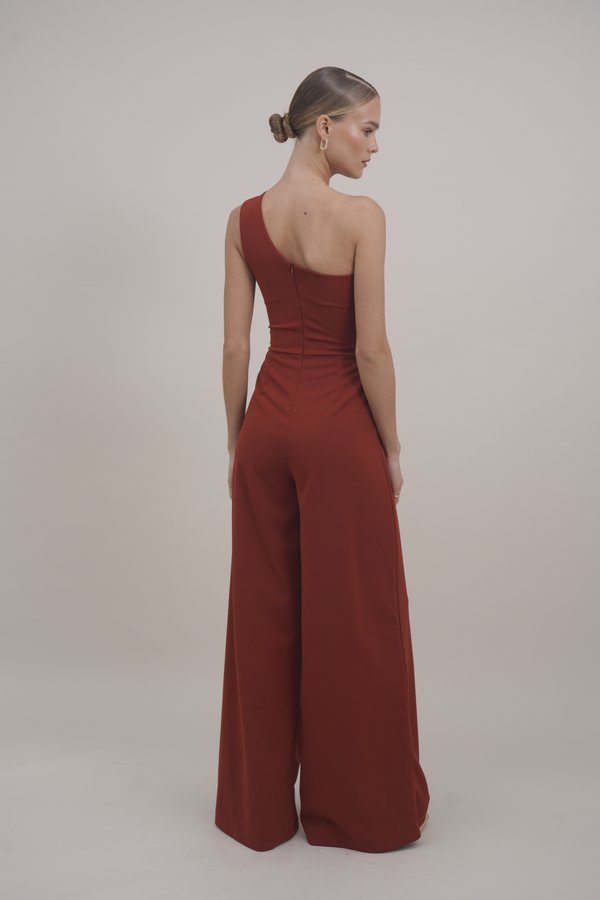 FLEUR ONE SHOULDER JUMPSUIT - Jumpsuit - burnt orange2
