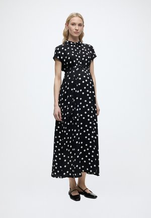 Vero Moda Maternity VMMNEWHALLIE LONG TIE DRESS - Φόρεμα πουκάμισο - black aop:white dots