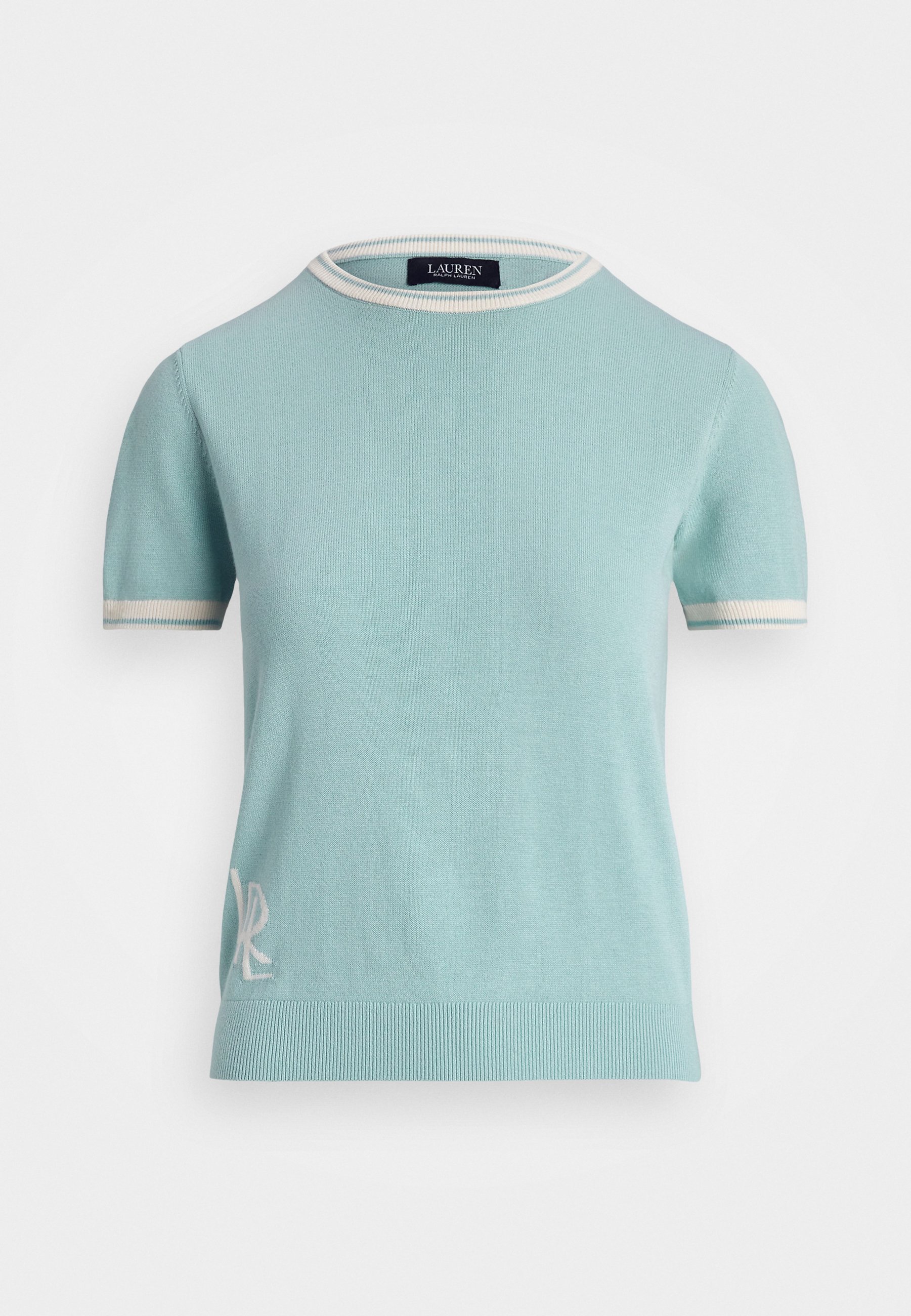 (取寄) ローレン ラルフローレン レディース ツートーン ショートスリーブ セーター Lauren Ralph Lauren women Two-tone Short-sleeve Sweater Aqua Two-Tone Short-Sleeve Sweater