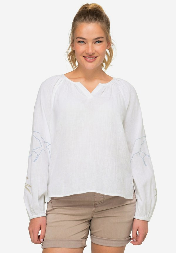 VOGEL-STICKEREI AUSSCHNITT RAGLAN-LANGARM - Bluse