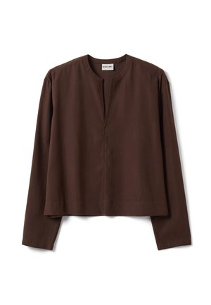 Stefanel, BLOUSE WITH MANDARIN COLLAR, REGULAR FIT. - Camicetta - chocolate brown