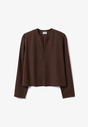 Stefanel, BLOUSE WITH MANDARIN COLLAR, REGULAR FIT. - Blusa - chocolate brown