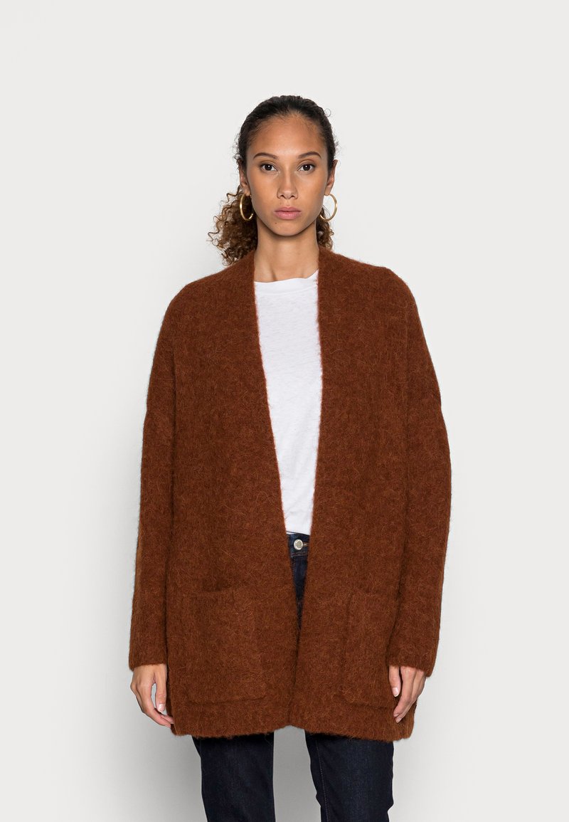 Marc O'Polo DENIM OVERSIZED LONG OPEN CARDIGAN WITH FRONT PATCH POCKETS - Casaco de malha - autumn leaf