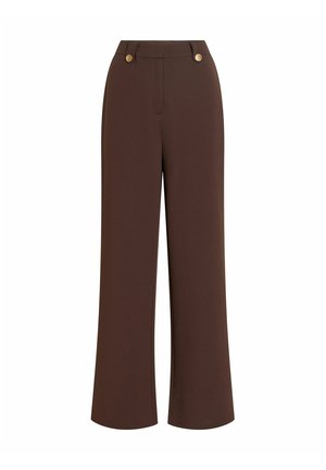 VILA, VICLUA HW WIDE BUTTON PANTS- NOOS - Stoffhose - coffee bean