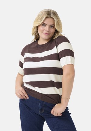 LIZZY STRIPED - Print T-shirt - fudge   chalk wide stripe