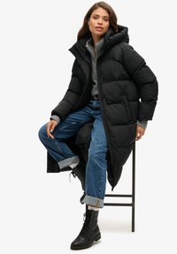 Superdry & Co LONGLINE HOODED PUFFER - Wintermantel - black