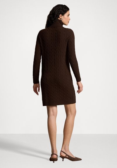 Polo Ralph Lauren CABLE WOOL-CASHMERE TURTLENECK DRESS - Kampsunkleit - cedar heather
