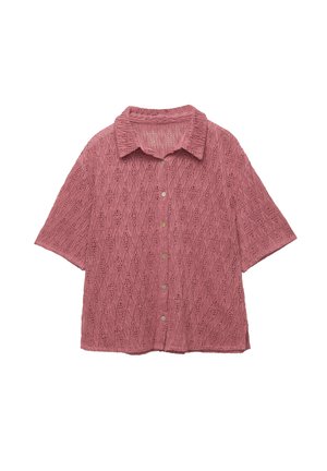 PULL&BEAR SHORT SLEEVE - Button-down blouse - pink