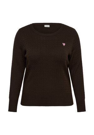 Kaffe Curve, KCLIA CABLE - Pullover - coffee bean pink heart