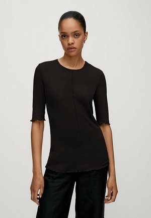 SHORT SLEEVE WITH CENTRAL SEAM DETAIL - Basic T-shirt - black