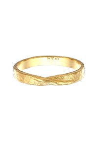 Gold-plated bangle with a twisted, textured surface. Round shape, smooth interior, and engraving inside showing metal quality.