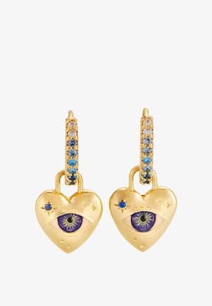 FABLE ENGLAND, TALISMAN EYE & HEART CHARM - Earrings - gold-coloured