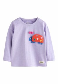 Lila Langarmshirt mit einer bunten Schneckenapplikation und Herzen. Weicher Stoff, runder Ausschnitt und Etikett mit dem 'Rainbows'-Logo.