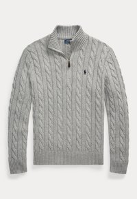 CABLE-KNIT COTTON QUARTER-ZIP SWEATER - Trui - fawn grey heather