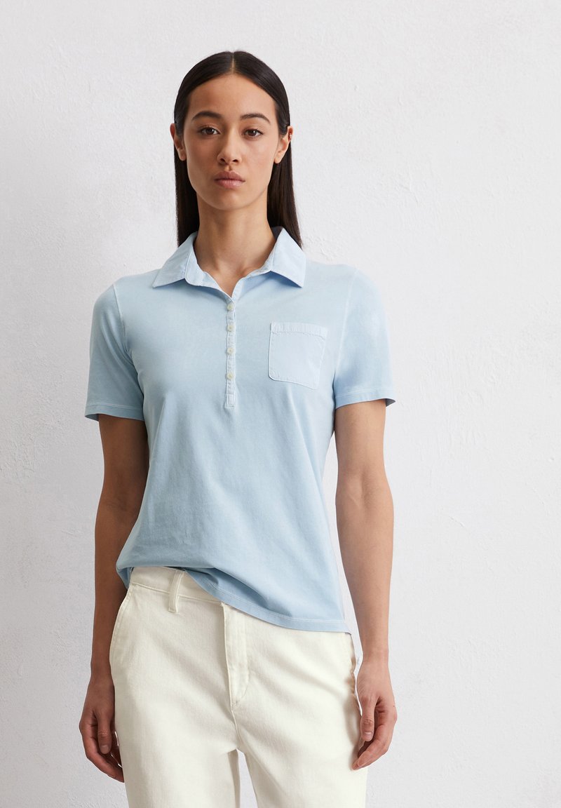 Marc O'Polo KURZARM SLIM MIT MIX-DETAILS - Poloshirt - smooth sky