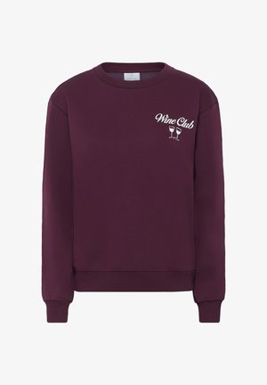 Bordeaux sweatshirt met ribgebreide manchetten en zoom, met witte "Wine Club" tekst en glasgraphics aan de voorkant. Van een katoenmix.