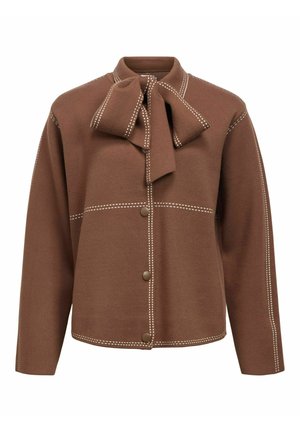 Object, KNITTED CARDIGAN TIE NECK - Gilet - carafe