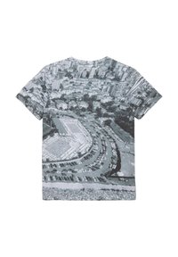 T-shirt met korte mouwen met een grijs en zwart luchtfoto van een stadslandschap als grafische print. Katoenen stof met een ronde hals en een ontspannen pasvorm.