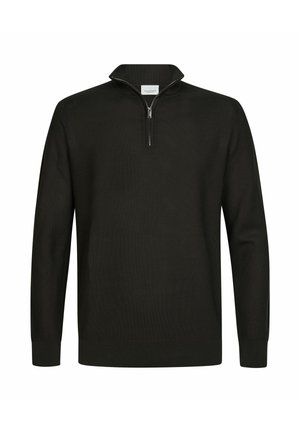 PROFUOMO, PROFUOMO PULLOVER 1/2 ZIP - Jersey de punto - dark brown