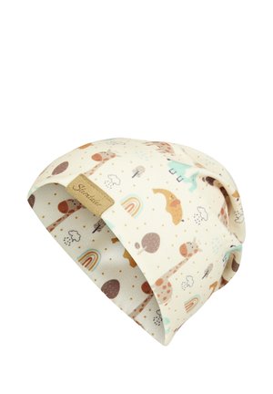 Sterntaler, BEANIE BEDRUCKT MIT GIRAFFEN UND ELEFANTEN, ZWEI TRAGEVARIANTEN UNISEX - Beanie - natur
