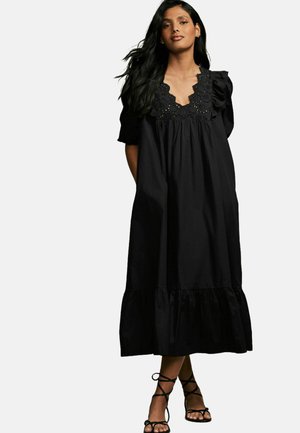 REGULAR FIT - BRODERIE FRILL - Vestido informal - black