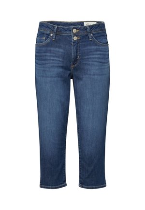 Ciemnoniebieskie krótkie dżinsy z podwójnym zapięciem na guziki, przednimi kieszeniami i subtelnym wyblaknięciem na udach, oznaczone marką s.Oliver.