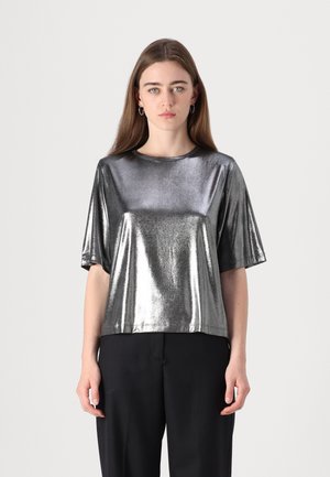 BOSS ESENS - Apdrukāts T-krekls - silver