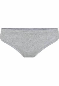 Graue Baumwollbikiniunterhosen mit einer glatten Textur, elastischem Taillenbund und einem schlichten Design mit dezenten Nähten.