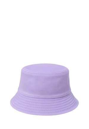 Light purple cotton bucket hat with stitched brim and simple, smooth fabric texture.