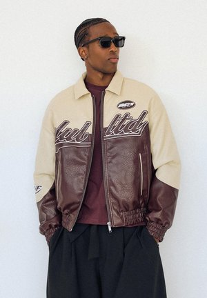 Bershka, BLOCK EFFECT - Veste en similicuir - bordeaux