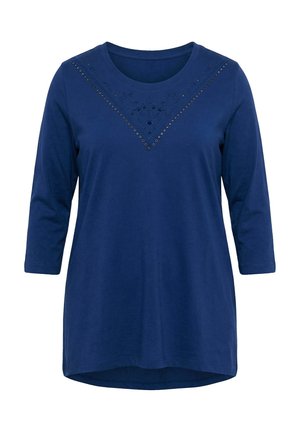 Angel of Style, T-SHIRT, LÄNGERE A-LINIE, LOCHSTICKEREI, 3/4-ÄRMEL - Longsleeve - dark blue
