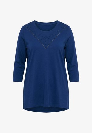 Angel of Style, T-SHIRT, LÄNGERE A-LINIE, LOCHSTICKEREI, 3/4-ÄRMEL - Langarmshirt - dark blue