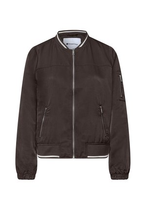 Street One, SATIN BLOUSON WITH STRIPED DETAILS - Blouson Bomber - black coffee