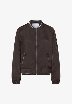 Street One, SATIN BLOUSON WITH STRIPED DETAILS - Bomberjakke - black coffee